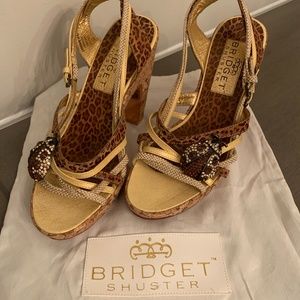 Bridget Shuster Leather Sandalswith Ladybug Bling Size 8